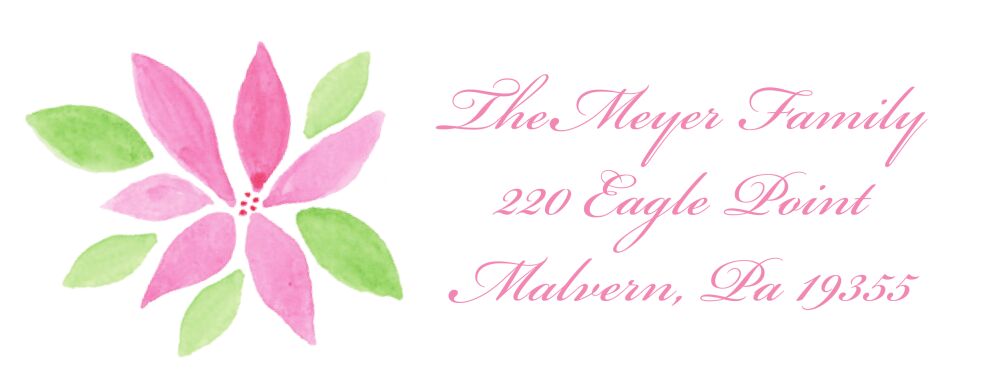Pink Poinsettia Return Address Label