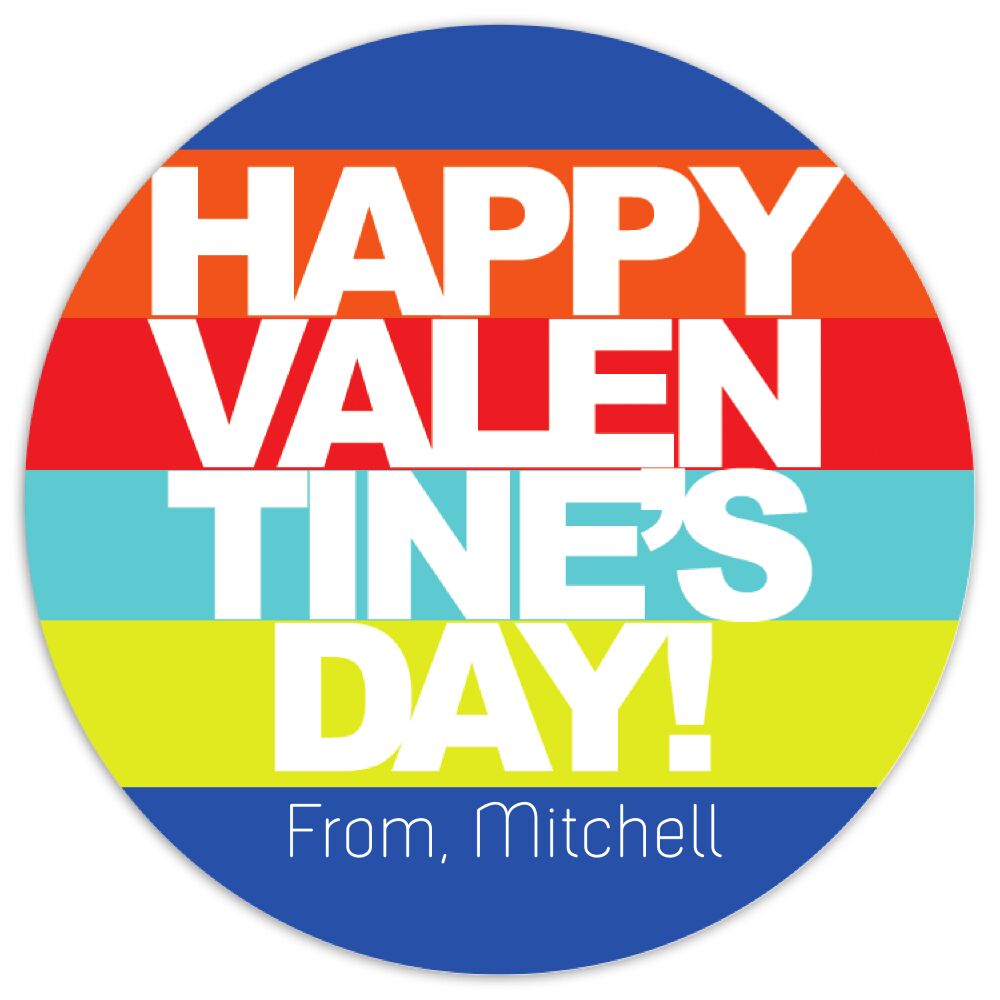 Valentine's Bold Stripes Gift Sticker