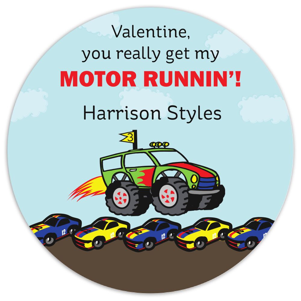 Valentine's Monster Truck Gift Sticker