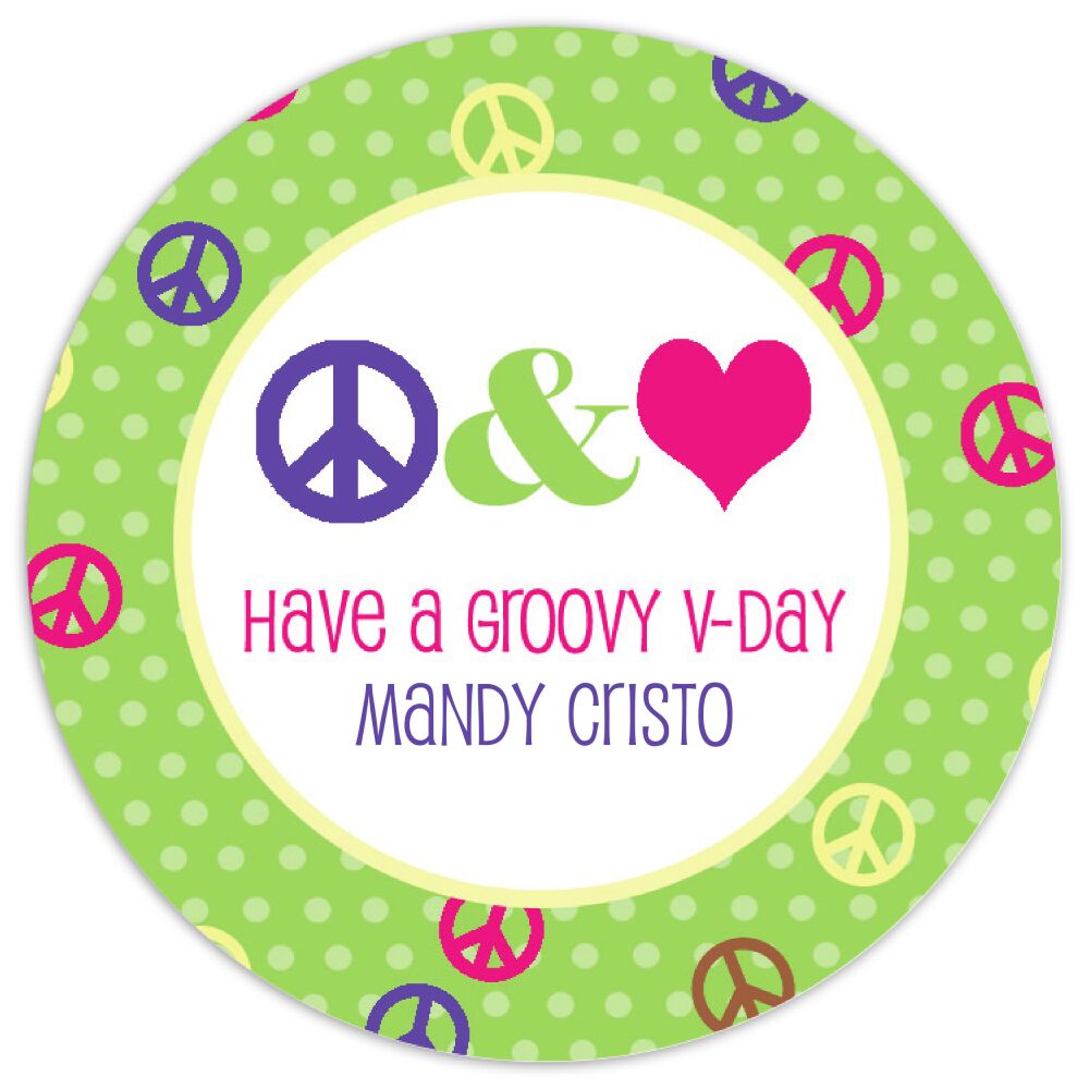 Valentine's Peace Signs Gift Sticker