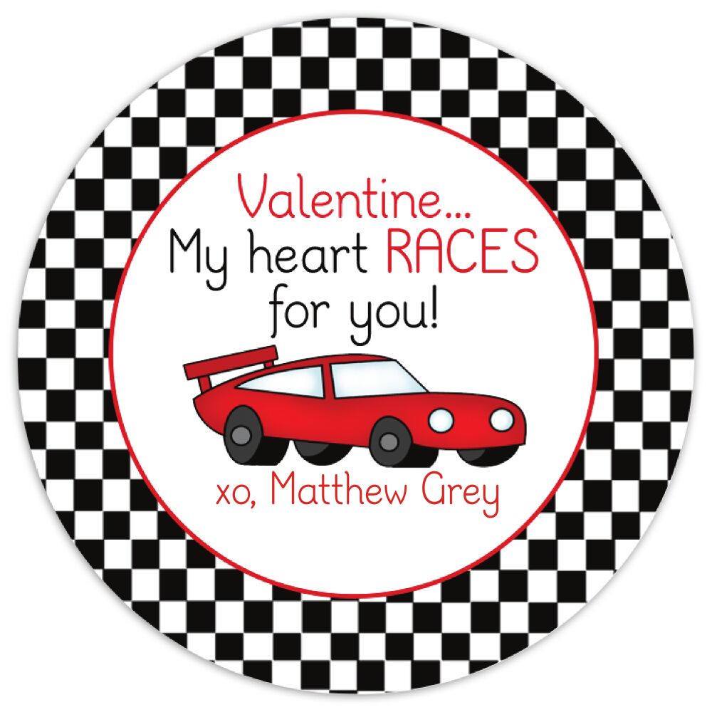Valentine's Racecar Gift Sticker