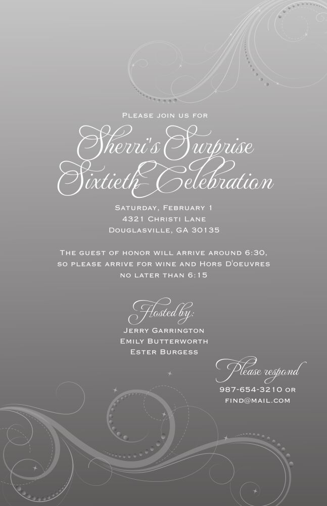 Grey Swirls Invitation