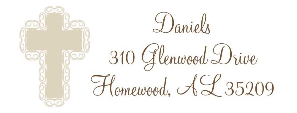 Beige Cross Rectangle Return Address Label