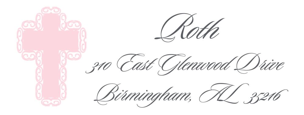 Pink Cross Rectangle Return Address Label