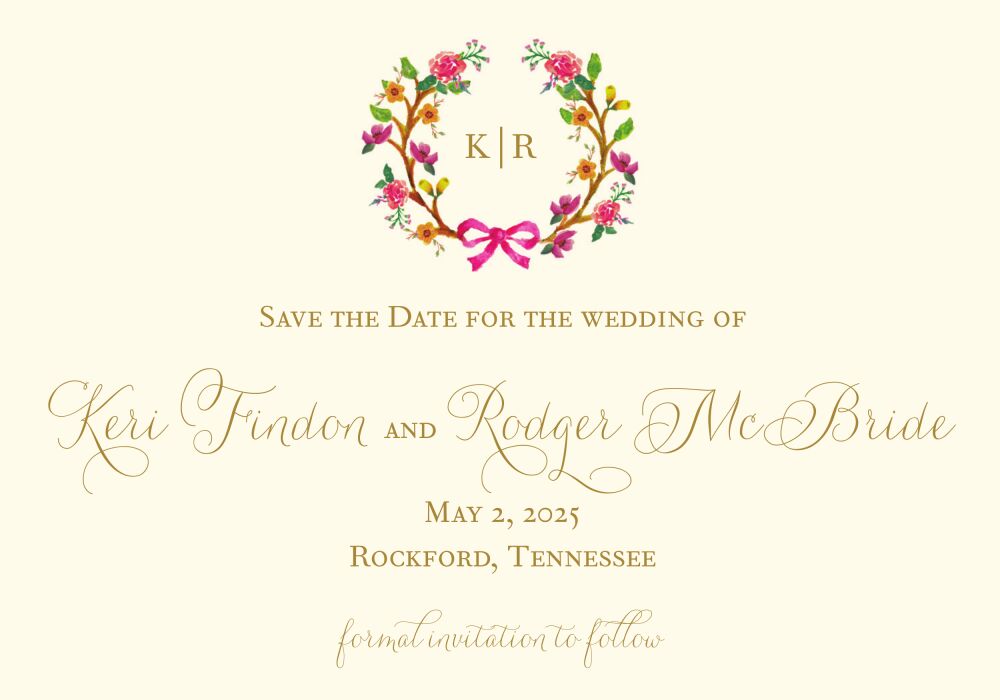 Flowery Wreath Save The Date Magnet