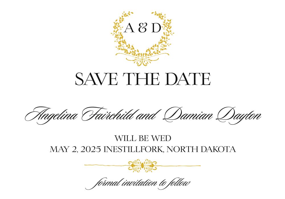 Gold Wreath Save The Date Magnet