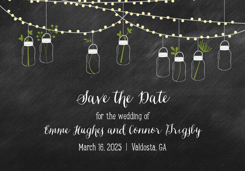 Mason Jar String Lights Save The Date Magnet