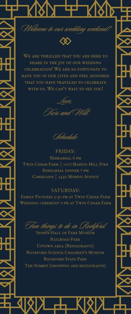 Navy Art Deco Menu Card