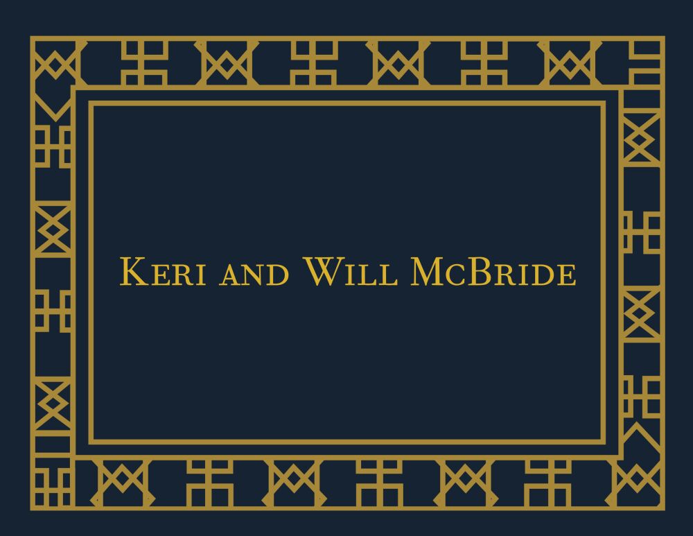 Navy Art Deco Folded Note