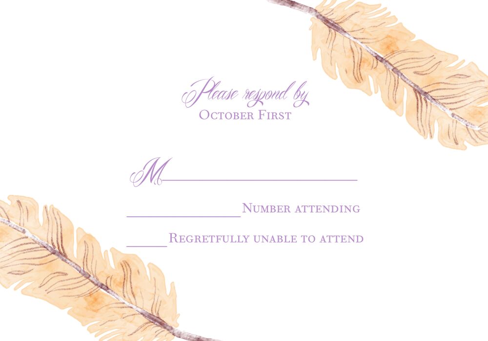 Watercolor Feathers Reply Card