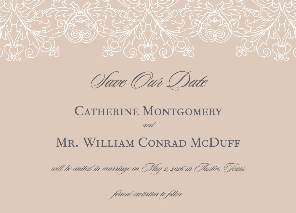 Lace Save The Date Card