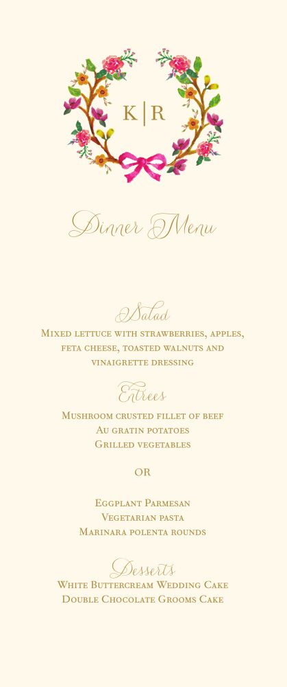 Flowery Wreath Menu Card