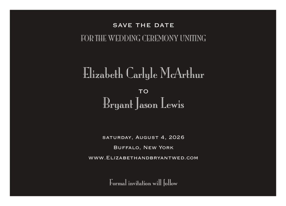 Black Svelte Save The Date Card