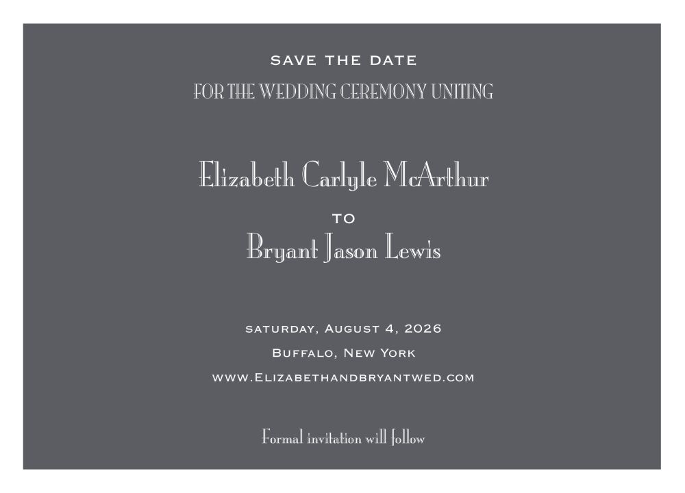 Grey Svelte Save The Date Card