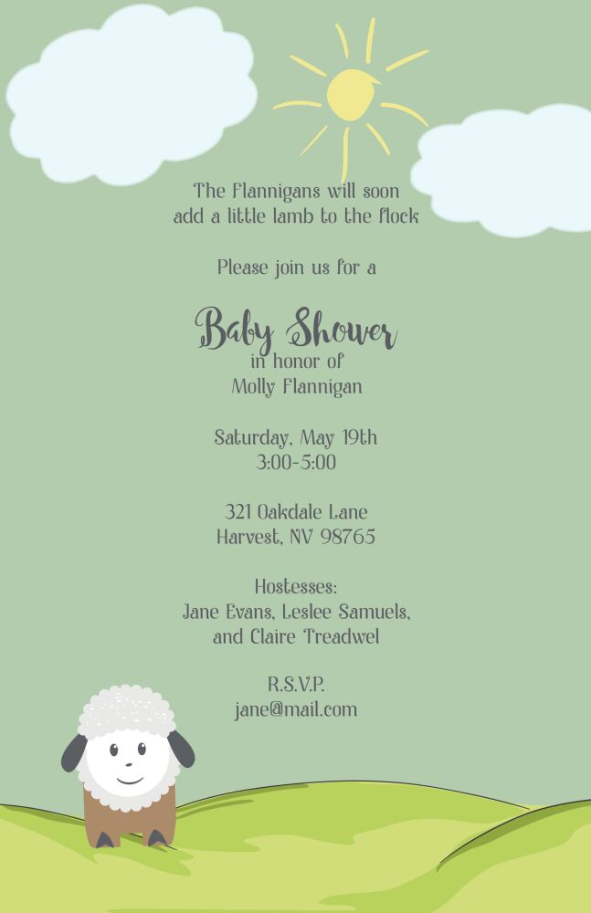 Little Lamb Baby Shower Invitation