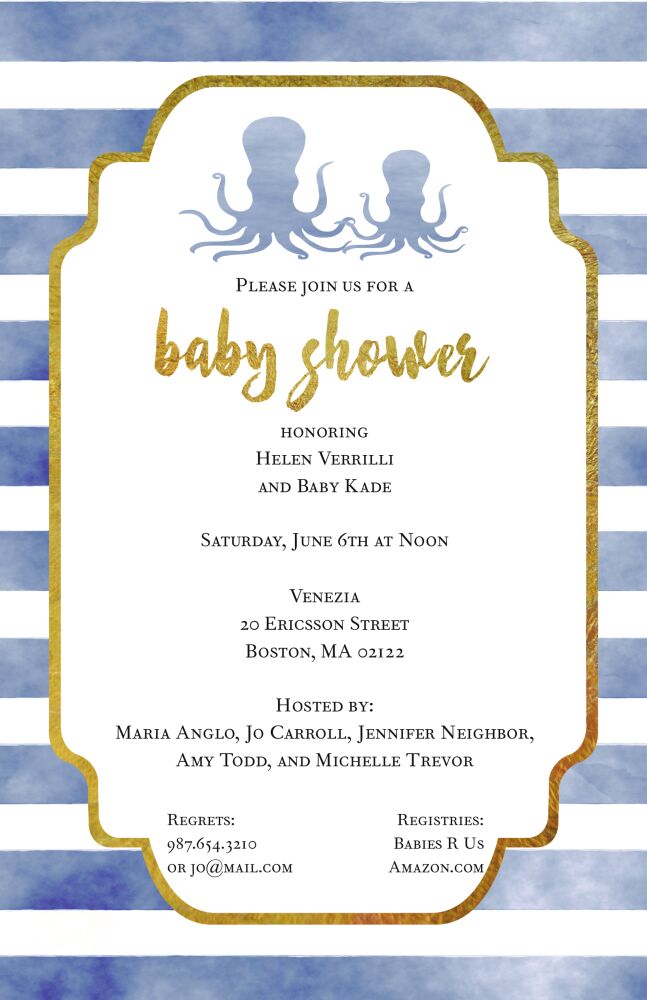 Blue Octopus Invitation