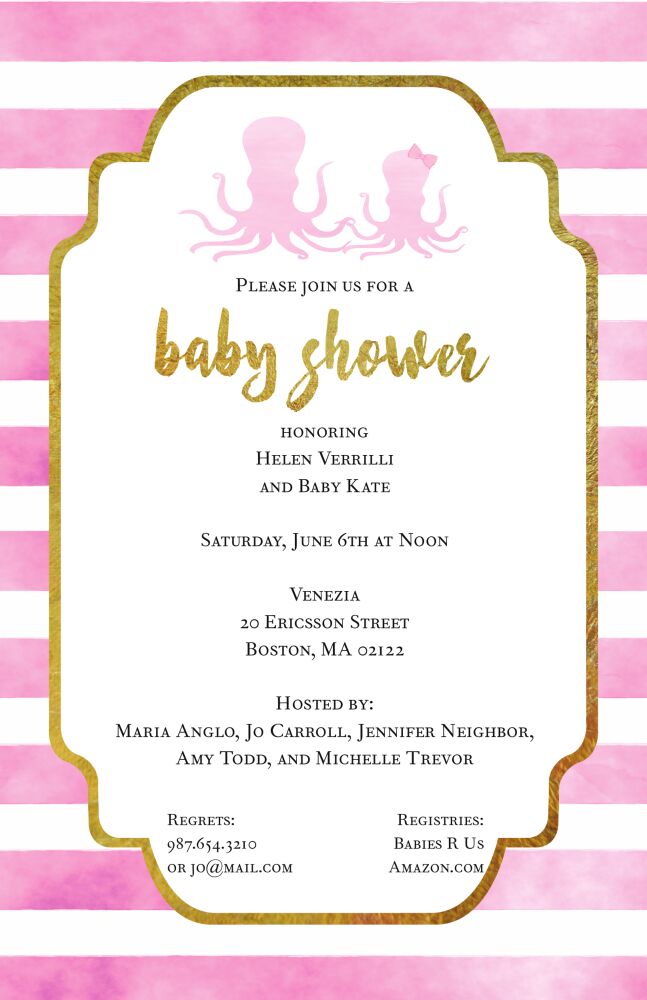 Pink Octopus Invitation