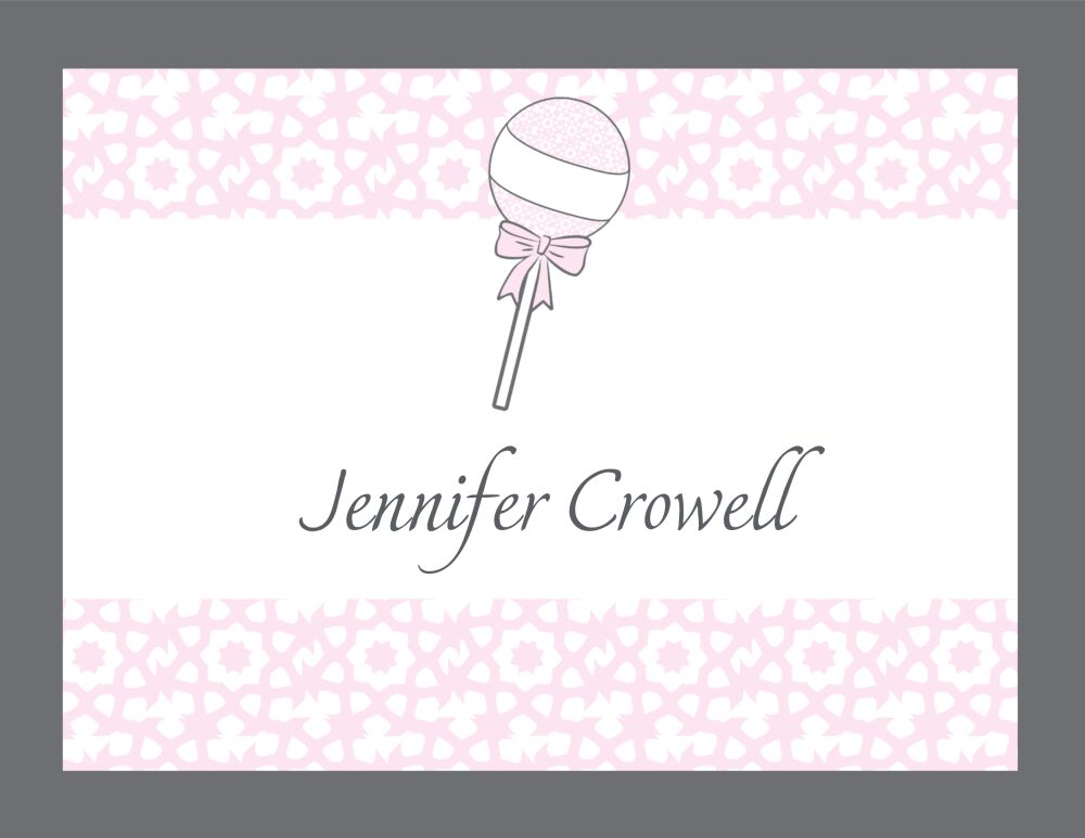 Pink Rattle Folded Notecard