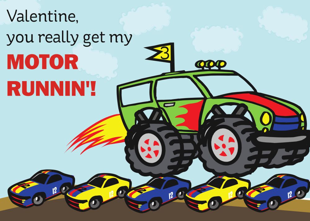 Monster Truck Valentine Cards