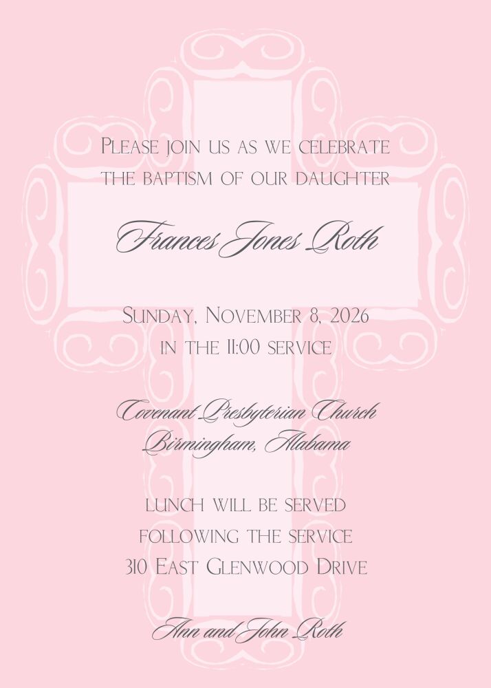 Pink Fancy Cross Background Invitation