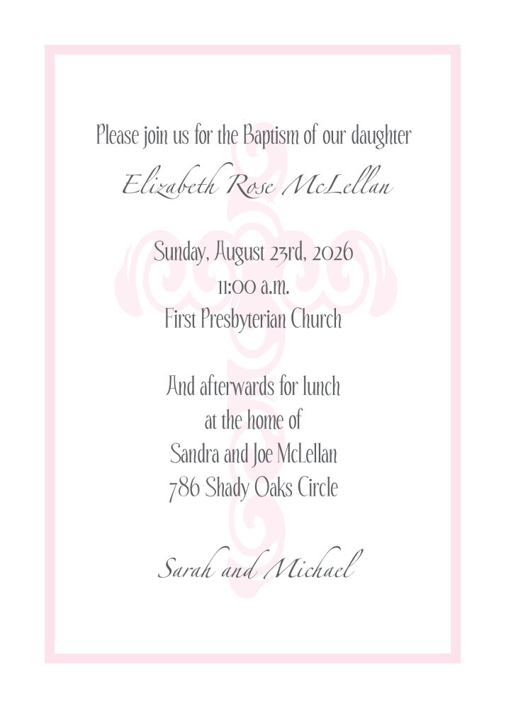 Decorative Cross Background Baptism Invitation