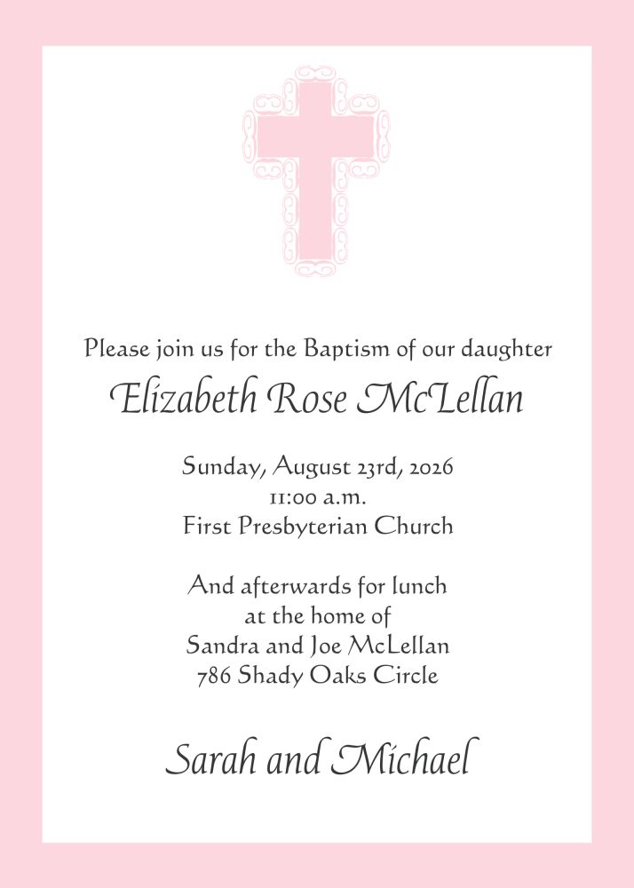 Pink Baptism Invitation
