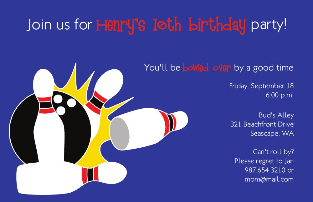 Blue Bowling Invitation
