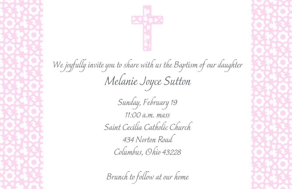 Elegant Pink Cross Invitation