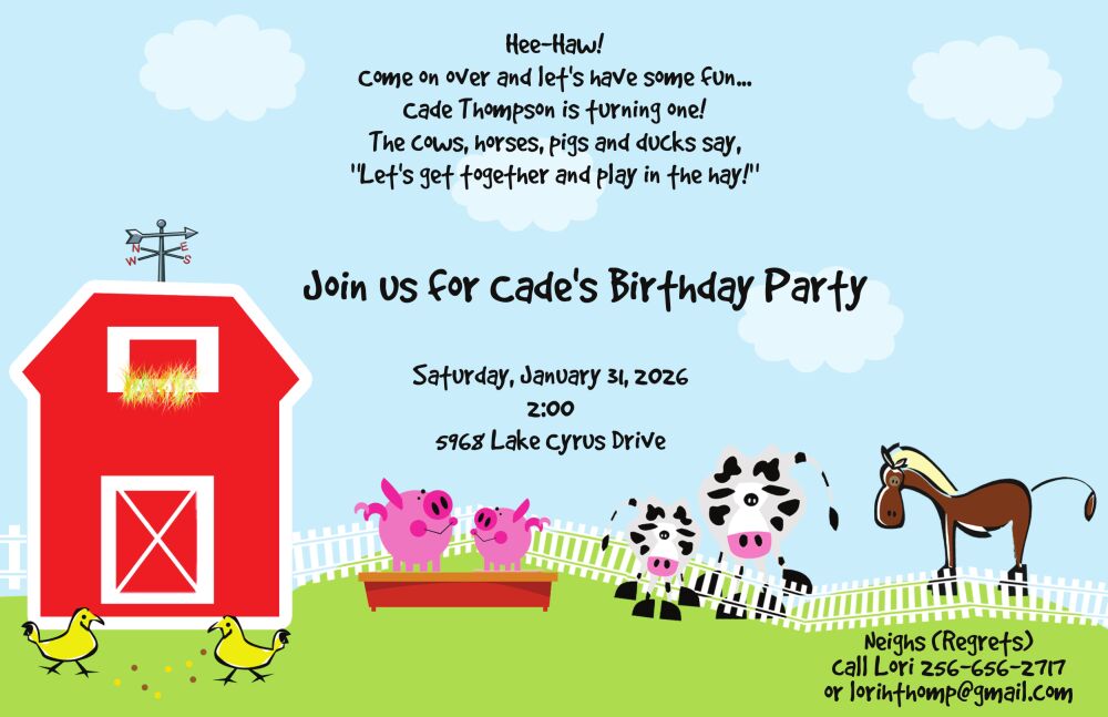 Farm and petting zoo invitation