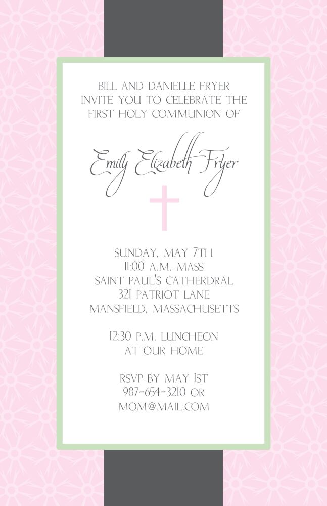 Pink and grey cross invitation