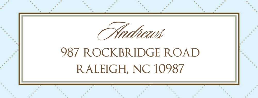 Blue Quilted Rectangle Return Address Label
