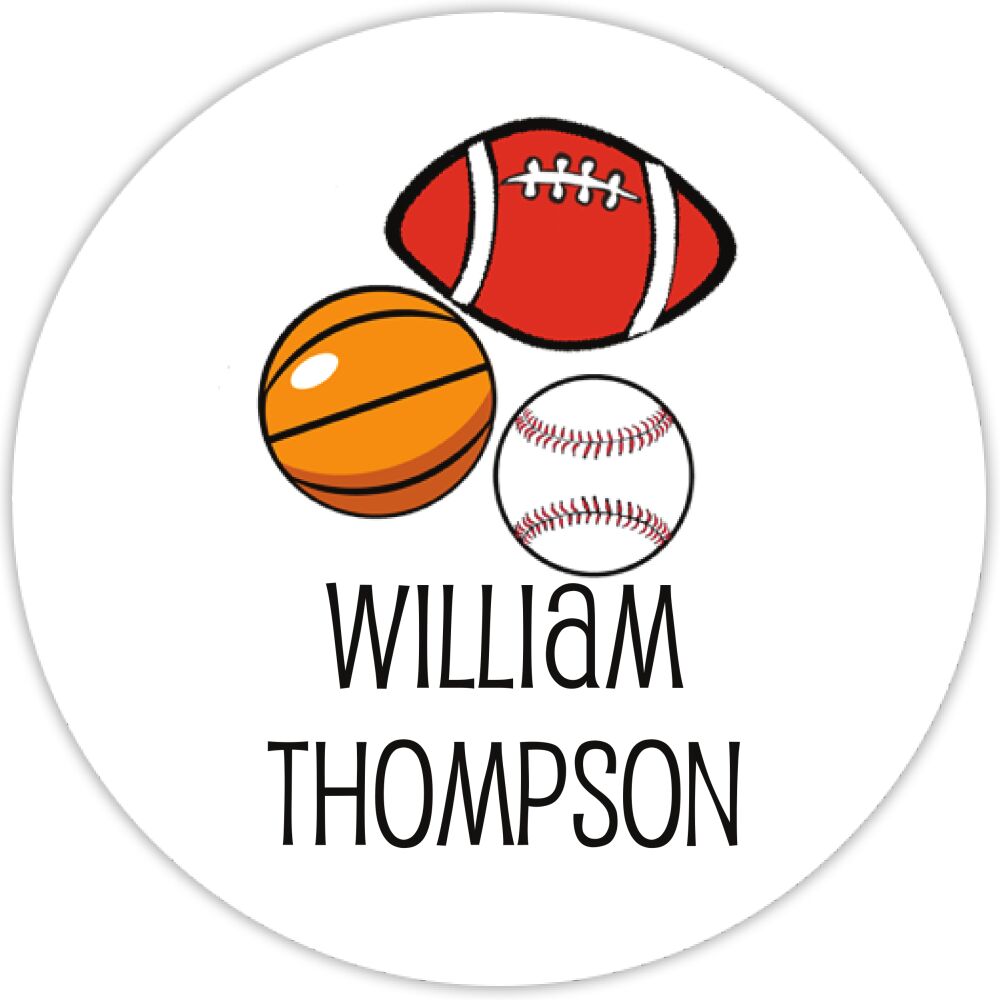 Sports Balls Round Water-Resistant Label