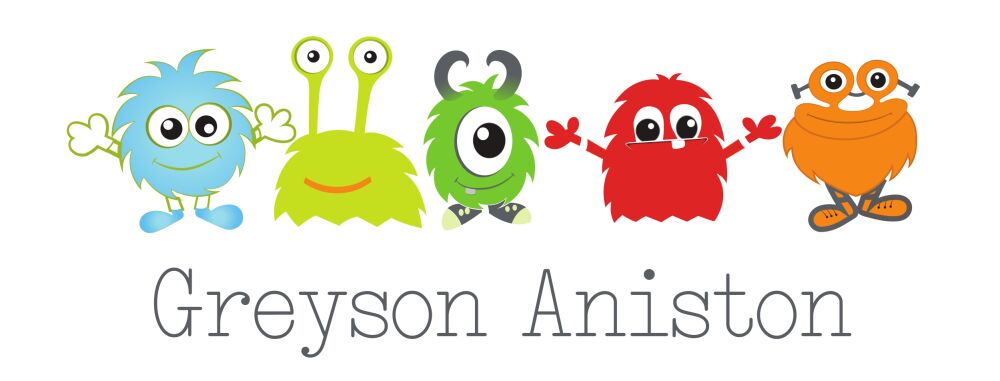 Cute Monster Rectangle Water-Resistant Label