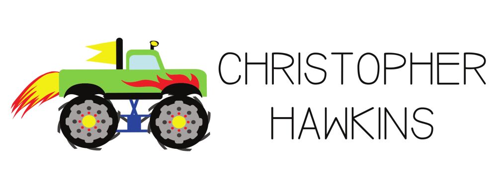 Monster Truck Rectangle Water-Resistant Label