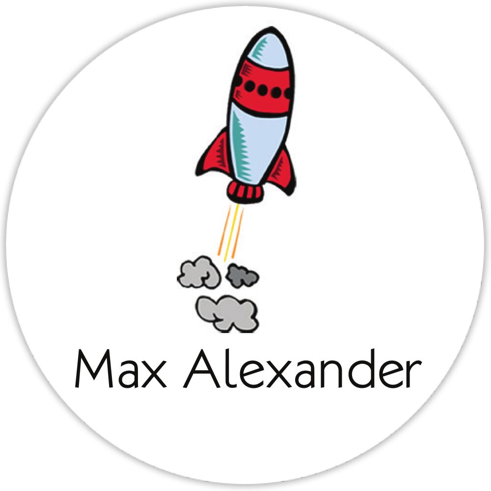 Rocket Ship Water-resistant Label