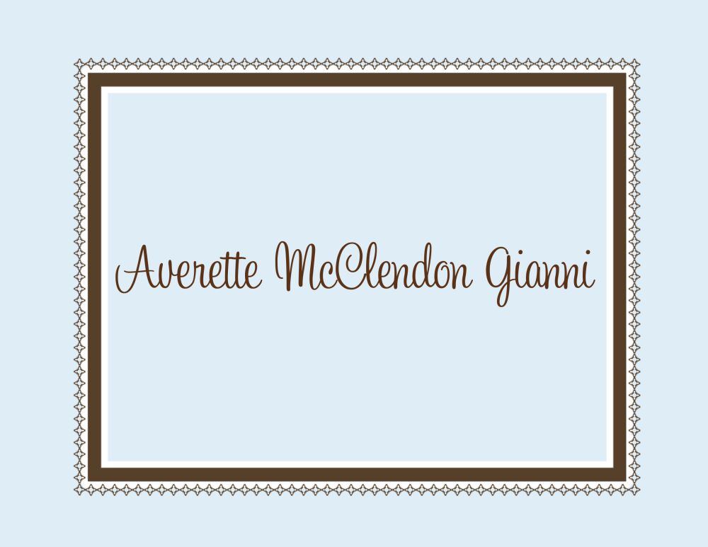 Elegant Blue Border Folded Notecard