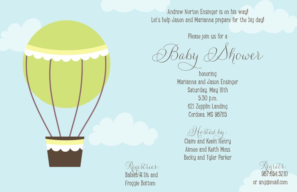 Hot Air Balloon Invitation