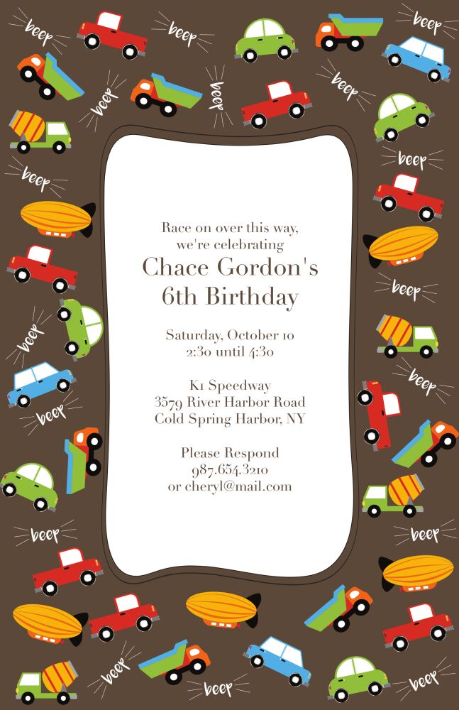 Cute Trucks Invitation