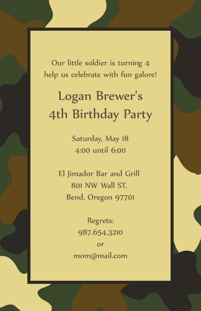 Camouflage Invitation