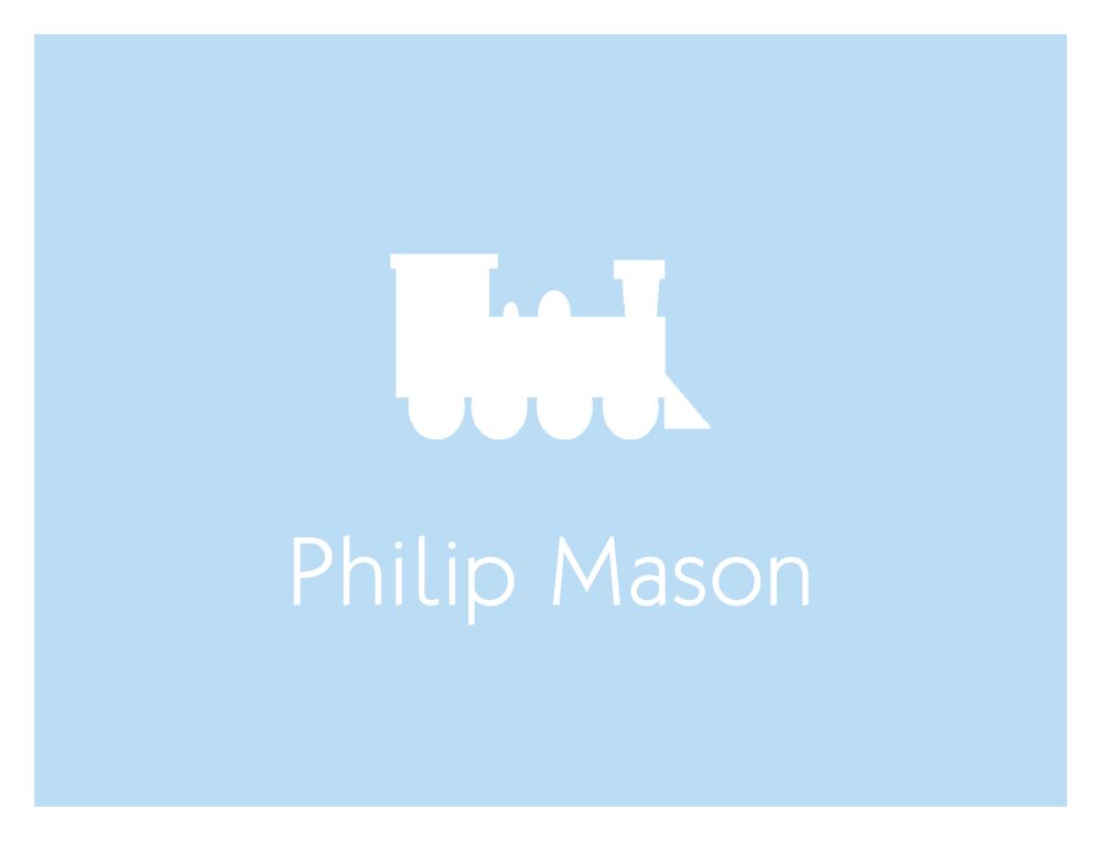 Blue Train Folded Notecard