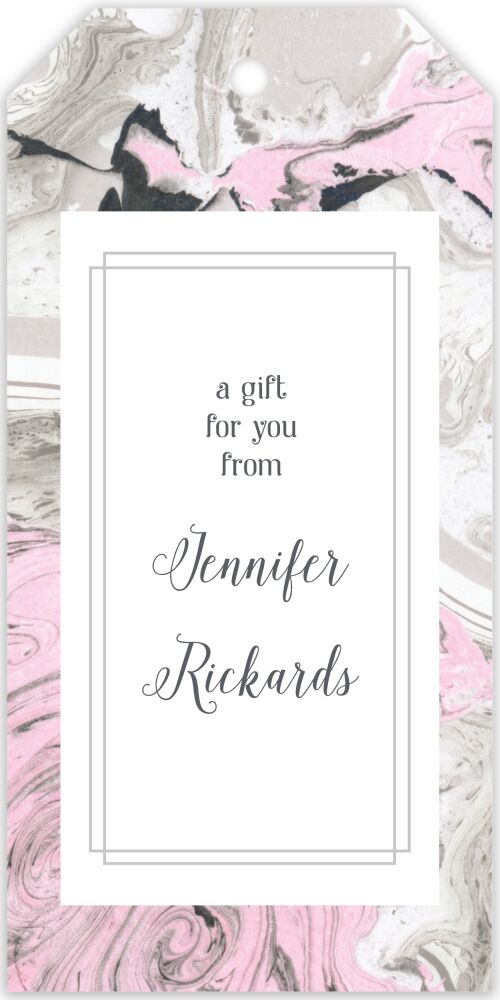 Pink And Gray Marbled Hanging Gift Tag