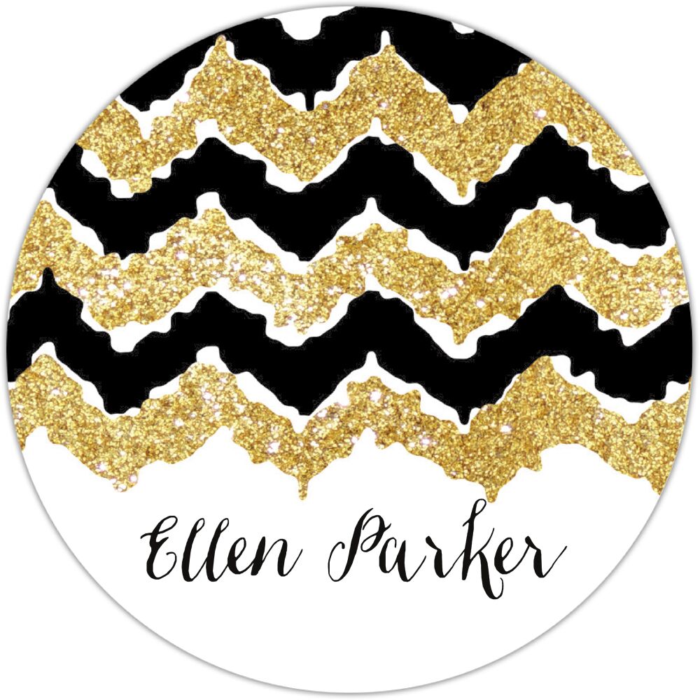 Gold Glittery Round Gift Sticker