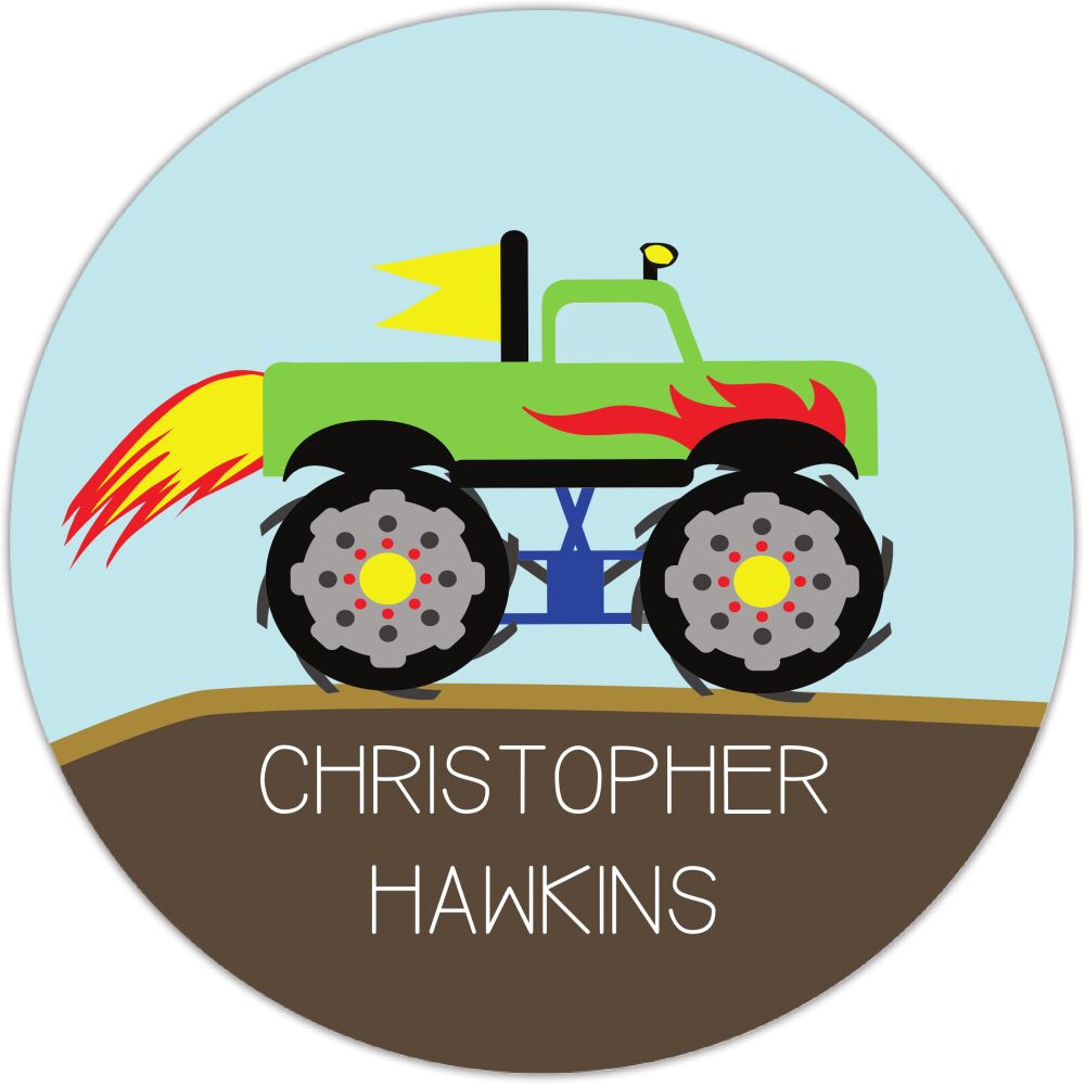 Monster Truck Round Gift Sticker
