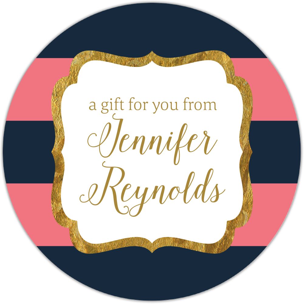 Pink & Aqua Glitter Frame Circle Gift Sticker