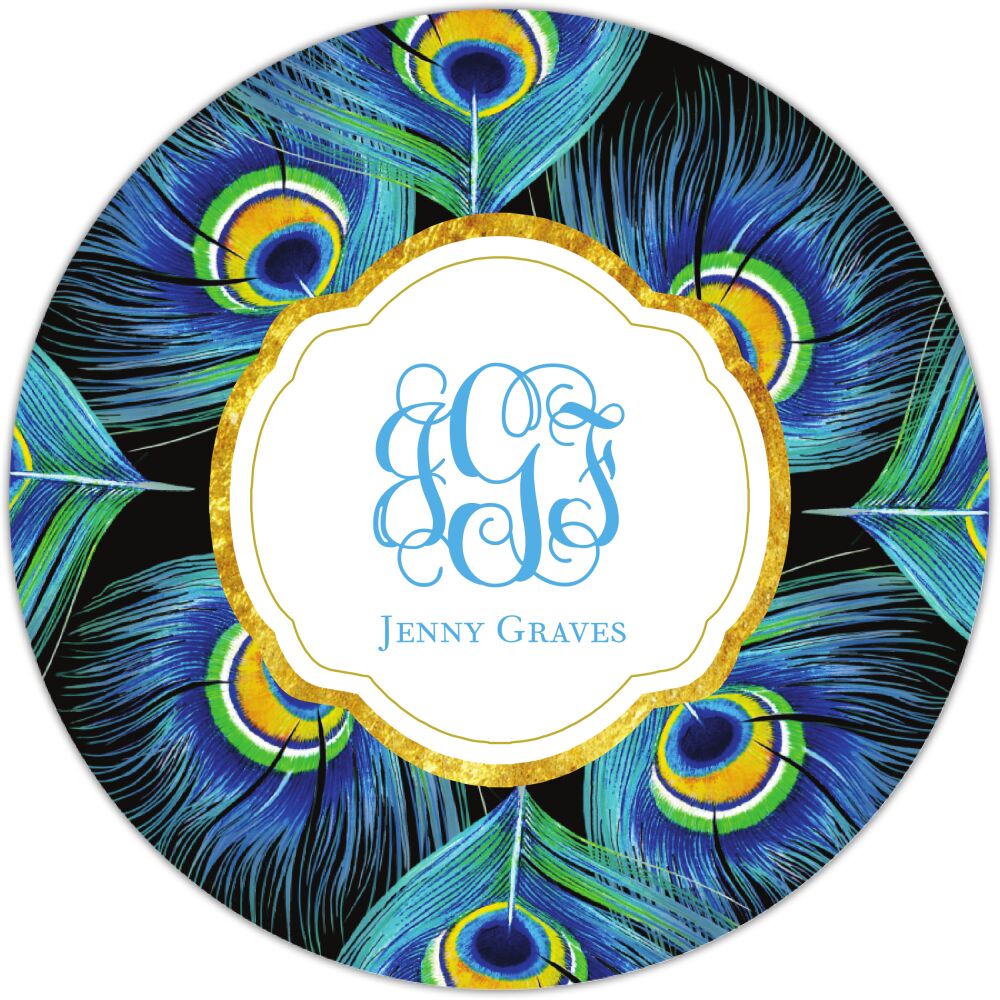 Peacock Feathers Circle Gift Sticker