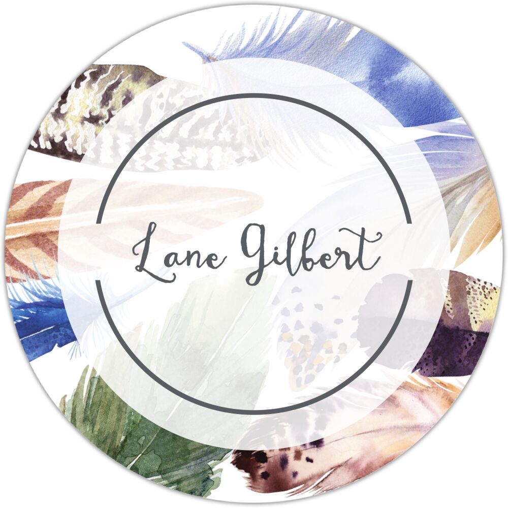 Watercolor Feathers Circle Gift Sticker