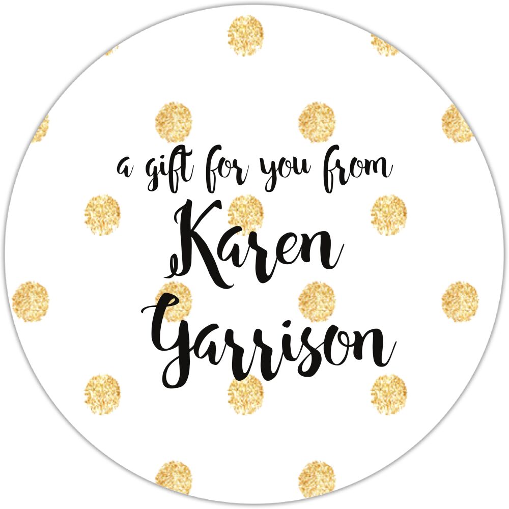 Glittery Gold Polka Dots Circle Gift Sticker