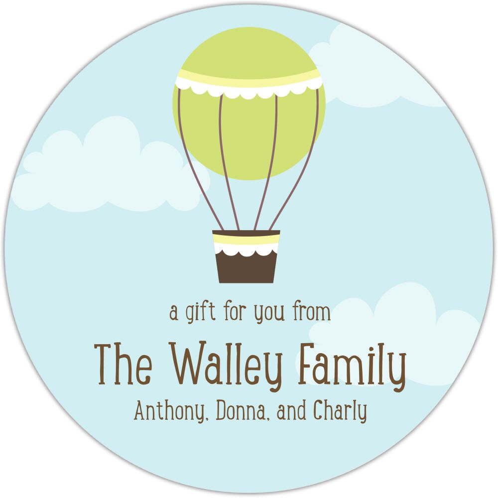 Hot Air Balloon Circle Gift Sticker