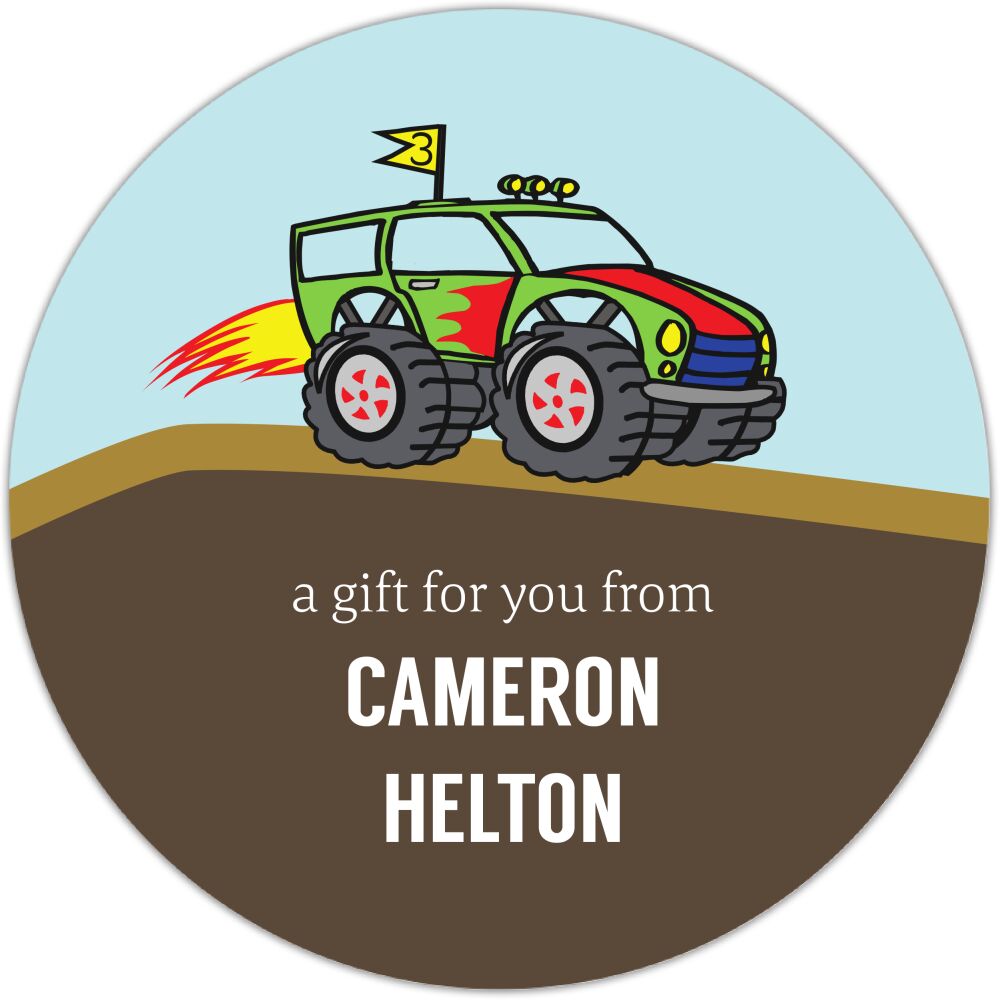 Monster Truck Circle Gift Sticker