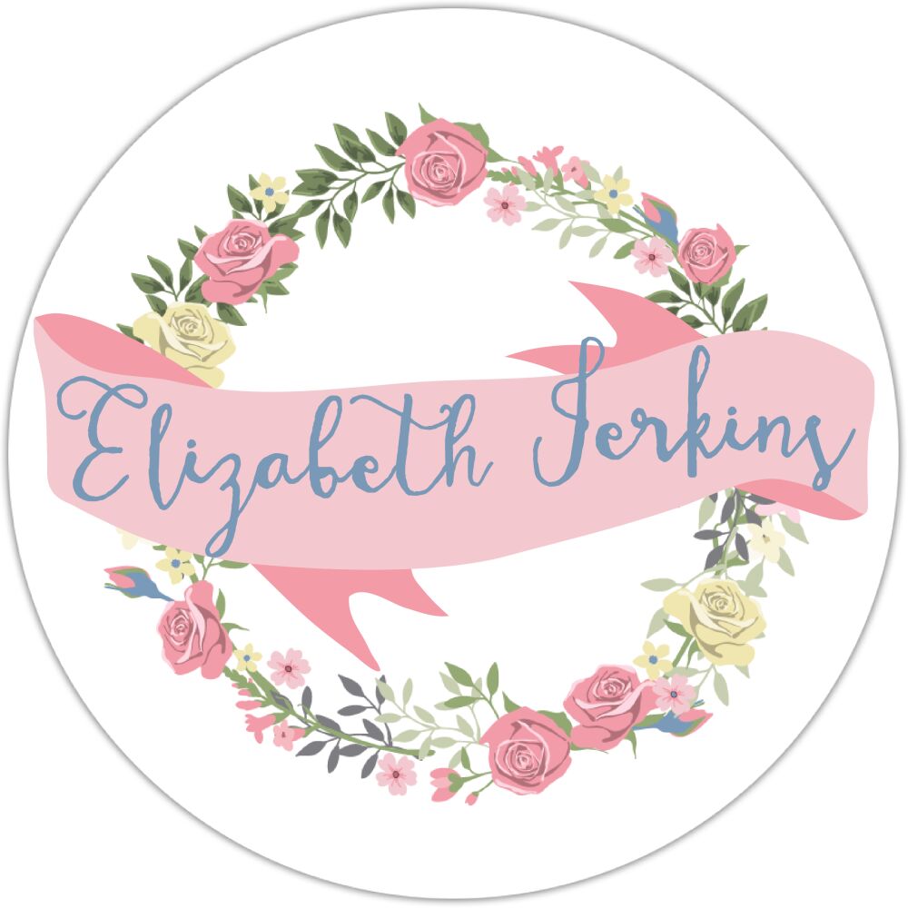 Floral Wreath And Banner Circle Gift Sticker